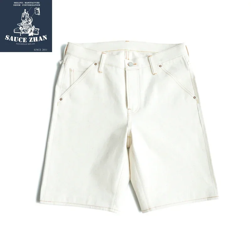 SAUCE ORIGIN  White Jeans Color Point Shorts Man Raw Denim Selvedge Denim Jeans 5