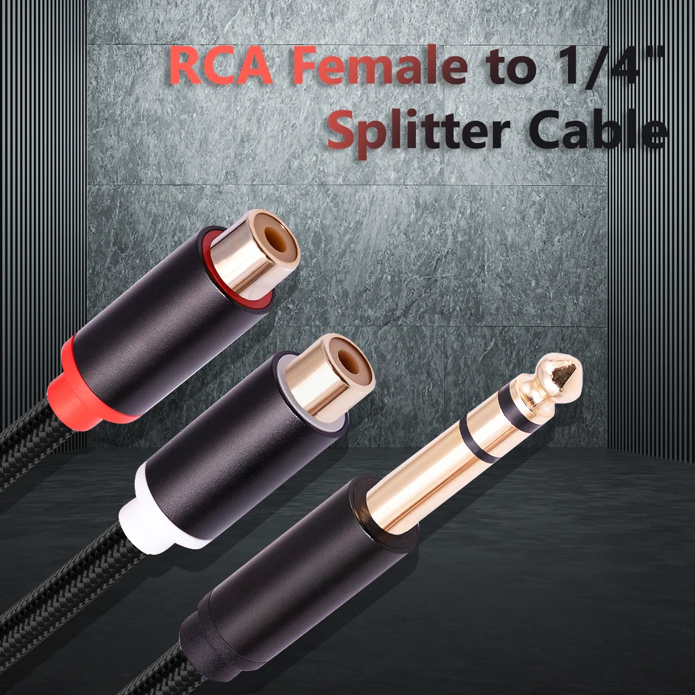 RCA 오디오 Aux 잭 케이블 멀티 RCA 암에서 1/4 인치 스테레오 케이블, 스튜디오 라이브 공연용 고음질 사운드, 6.35mm