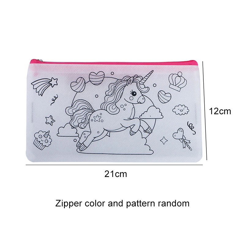 5/10pcs Non Woven Pen Bag Cartoon Pattern DIY Coloring Office Educational Supplies Student Stationery Storage Bag Reward TMZ 2