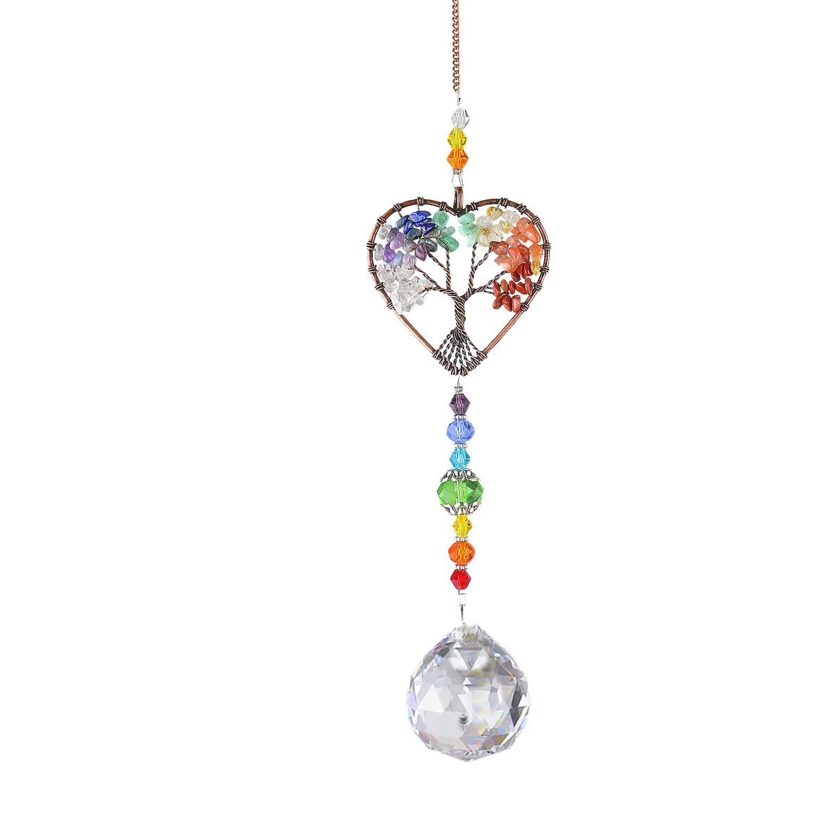 Crystal Tree Prisms Glass Pendant Wind Chimes Rainbow Maker Sun Catcher Indoor Window Car Hanging Garden Decor 1PC