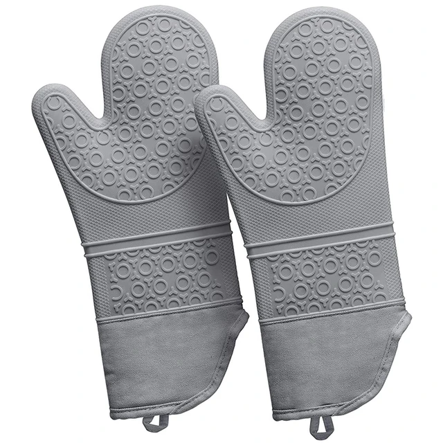 Heat Resistant Silicone Oven Mitts Cooking Glove Pack Of 2