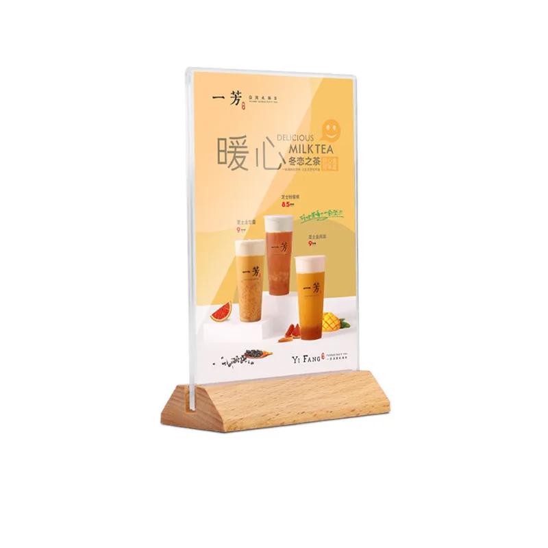 Cadre Photo Acrylique Double Face Avec Base En Bois – Format A4, A5, A6 – Pour Certificats, Photos, Menus - 3