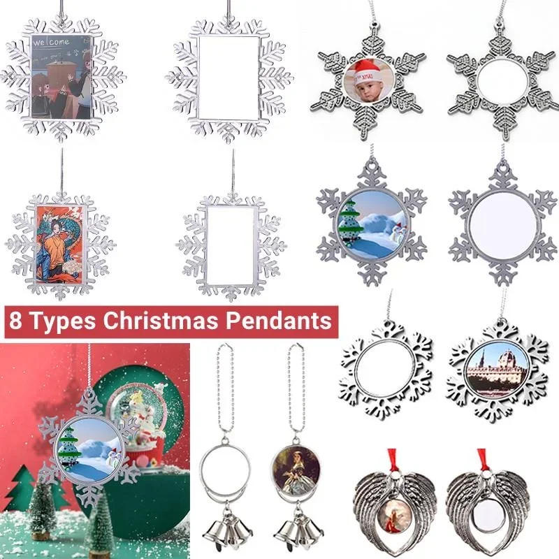 

Christmas Tree Hanging Pendant Snowflake Ornament DIY Snowflake Photo Frame Metal Decorations Christmas Xmas Window Ornaments