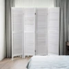 Sycamore wood 4 Panel Screen Folding Louvered Room Divider - Old white 1