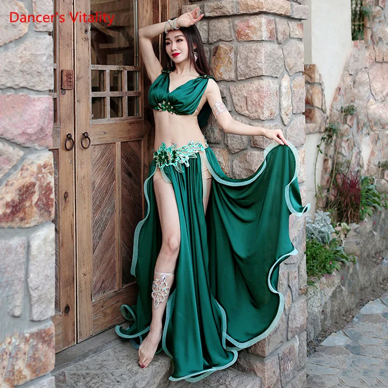Belly Dance Suit Satin Bra Split Big Swing Skirt Performance Clothes Set  Woman High-End Competition Clothing Oriental Dancewear
