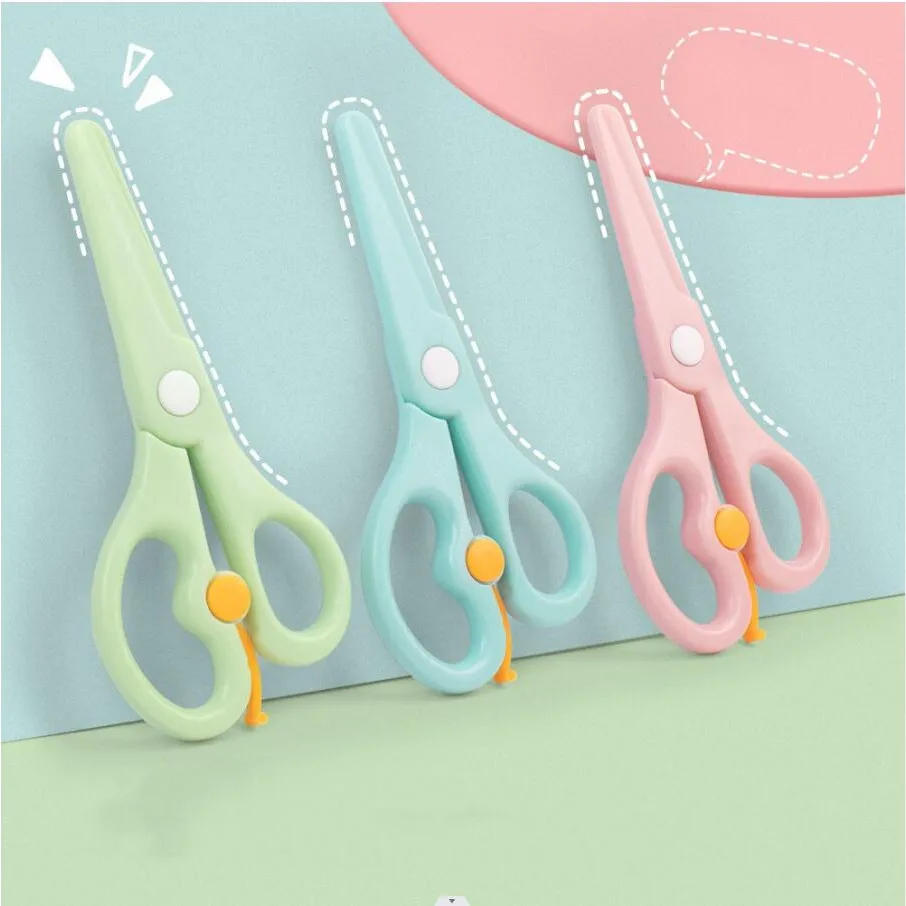 미니 안전 둥근 머리 플라스틱 가위 학생 어린이 종이 절단 용품 유치원 문구 학교 용품