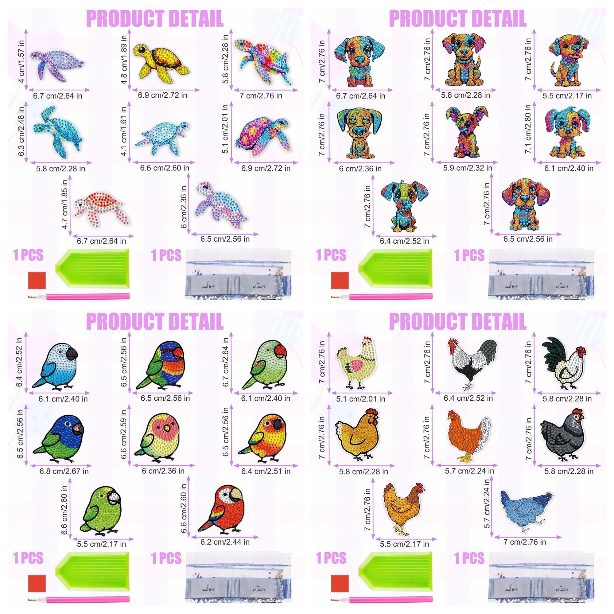 8pcs/Set DIY Animals Diamond Art Magnets for Refrigerator Diamond Painting Fridge Magnets Painting Refrigerator