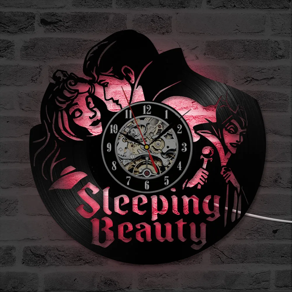 

New Collection Vinyl Record Wall Clock sleeping beauty Nursery Art CD Clock Watch Creative Duvar Saati Watch Home Decorative