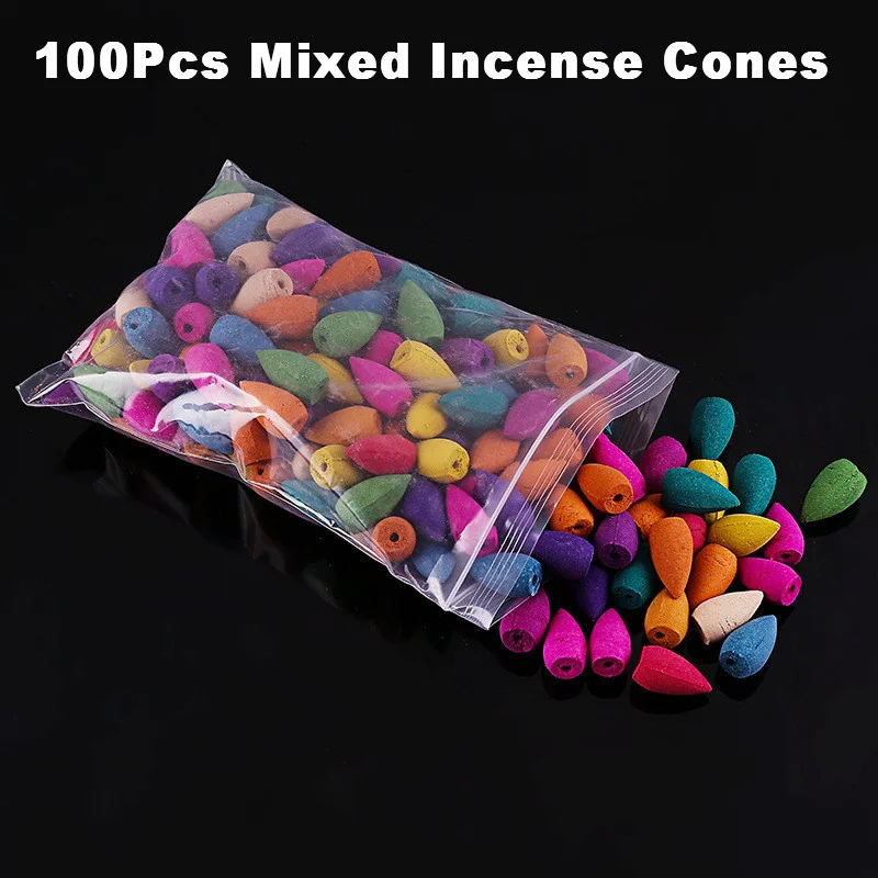 100pcs Mixed Incense Cones Use For Backflow Incense Burner Antiodour