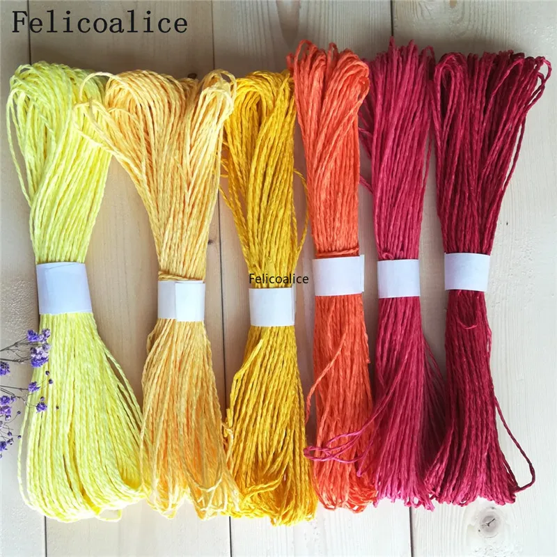 1pcs/lot 30M Rafi Grass Rope Double Piece Color Paper Rope Stickers Children DIY Hand-woven Kindergarten Art Materials raffia straw yarn straw yarn