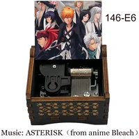 Anime BLEACH Kurosaki Ichigo Black Wooden Music Box Silver Self-winding Movement Study Desk Decoration Holiday Gifts for  2