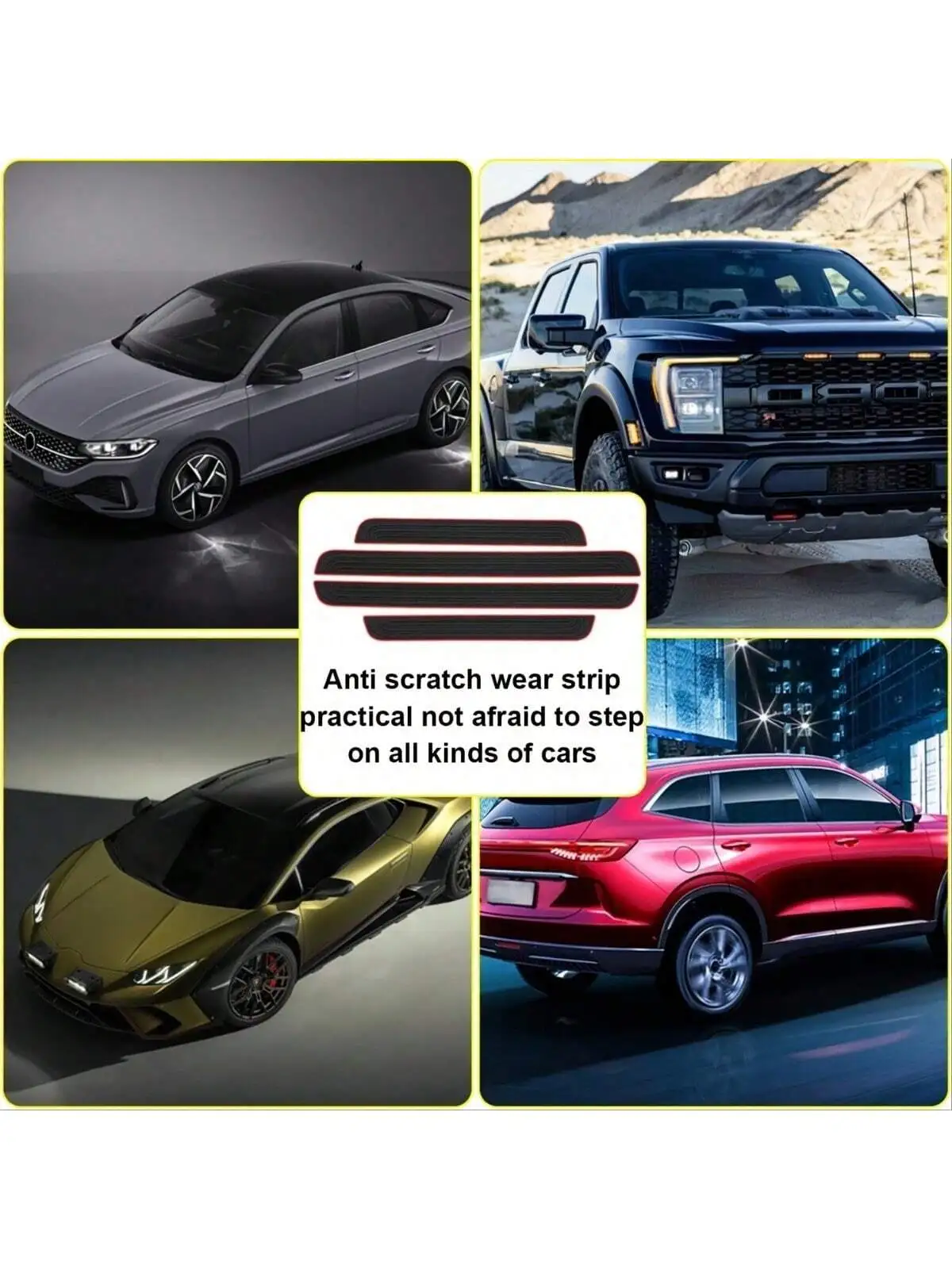 Black Rubber Door Sill Guards 4-Piece Set - Durable, Scratch-Resistant, Dust-Proof