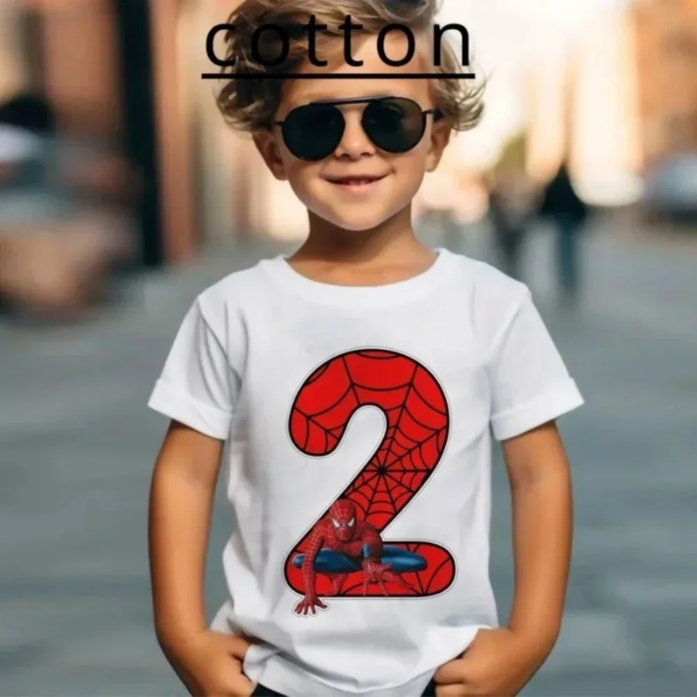 Summer Marvel Spiderman Cotton Children T-shirt 1-9 Years Old Birthday Gift Boy Clothing Fashion Casual T Shirt Baby Kid Tee Top 3