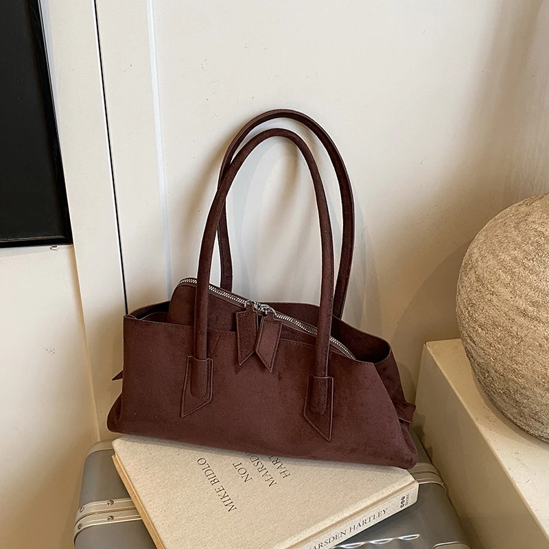 Brand Irregular Women' Tote Bag Suede Shell Handbag Niche Design Frosted Shopping Bag Fashion Travel Shoulder Bag