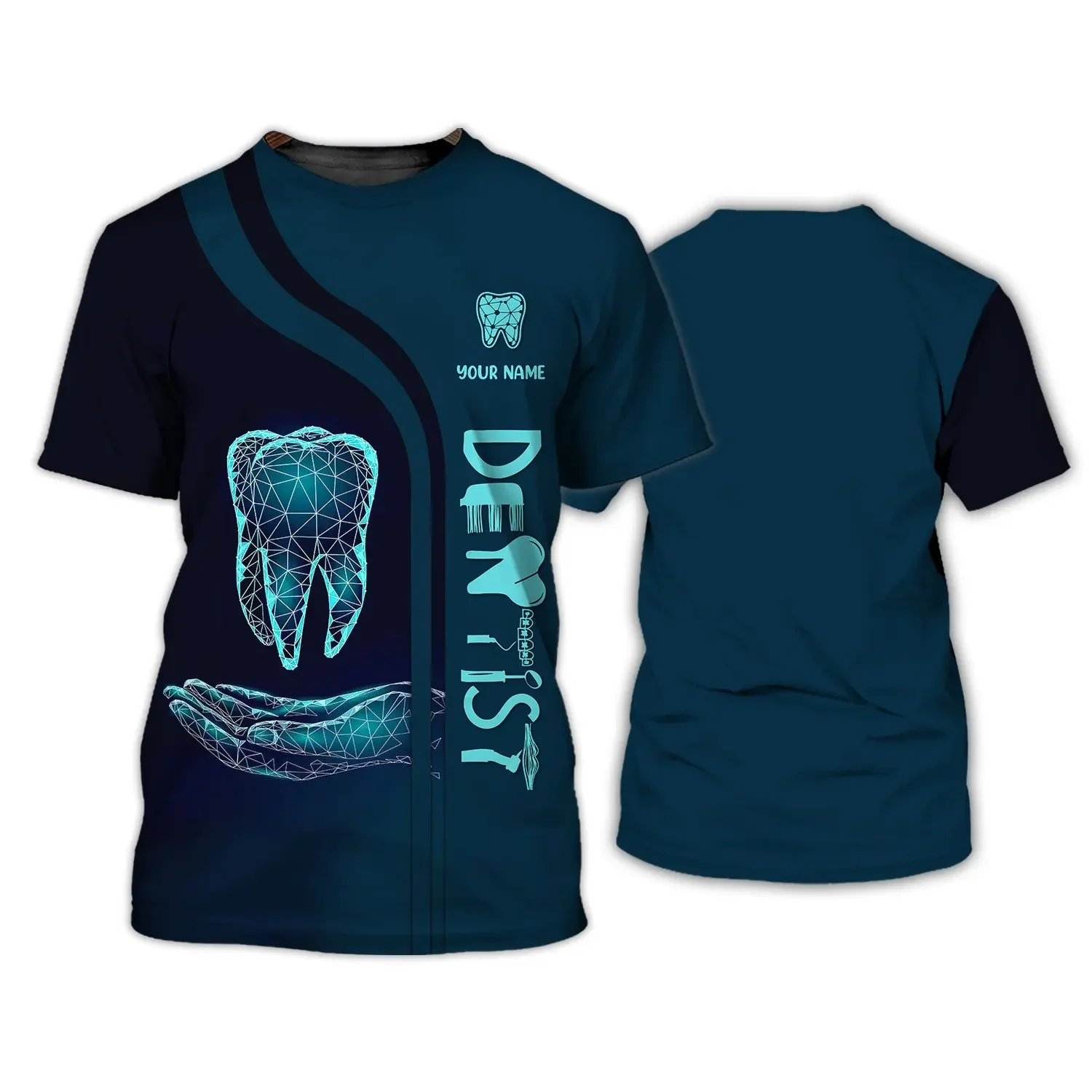 Short Sleeved T Shirt Dentist Cosplay Fun Work Clothes Customized Name Crewneck Short Sleeve Personality Hip Hop Men Women Tops