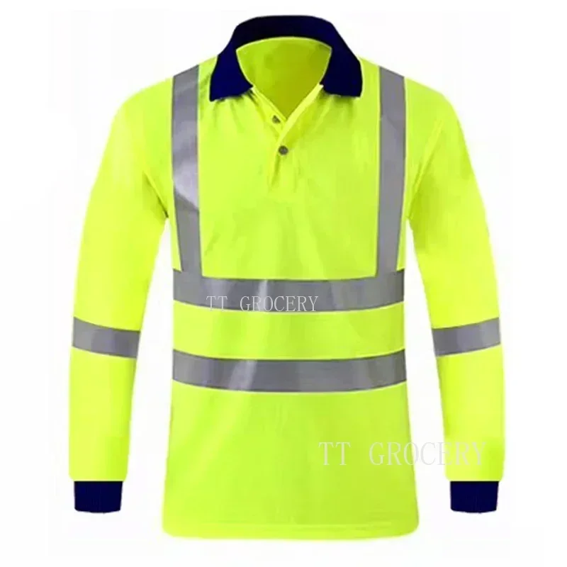 Work Polo Shirt Quick Dry Long Sleeve Reflective Hi Vis For Working
