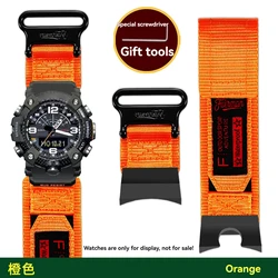 Premium Outdoor Nylon Canvas Watch Strap for GG - B100 Little Mud King (Orange)