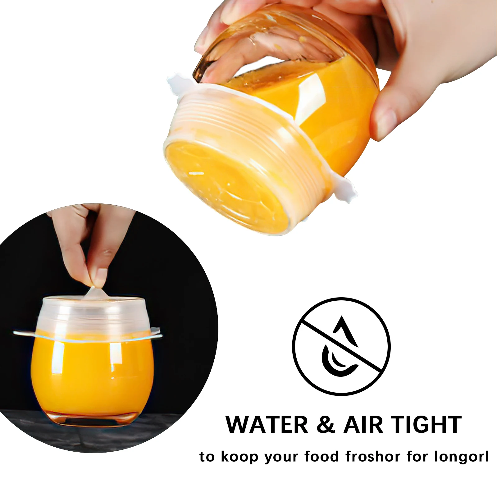 6Pcs Food Grade Silicone Preservation Cover Reusable Airtight Food Universal Dish Stretch Round Lids For Kitchen Accessories