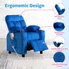 Kids Recliner Ergonomic Adjustable Velvet Lounge Chair with Footrest & Side Pockets Sofa for Boys Girls Bedroom (Navy) 3