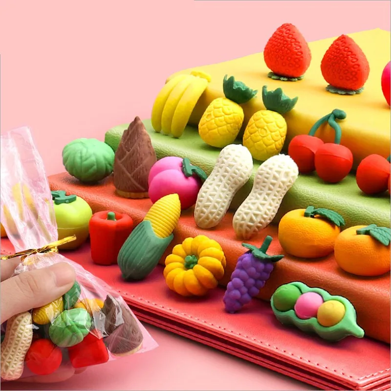 1pack New Fashion Eraser Simulation Food VegetableCake Tool Biscuits Eraser Set Office&Study Rubber Special children Gifts pencil eraser retractable eraser kneadable eraser biscuit eraser plasticine eraser