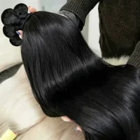 Extensions de cheveux naturels indiens 12A, lisses et raides, 30 pouces, 4 mèches, pour femmes noires, couleur naturelle noire 1