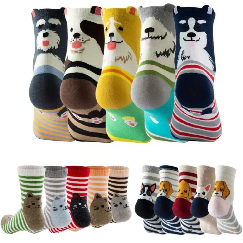 

Cute Socks Womens Dog Cat Novelty Animal Socks for Girl Cartoon Cotton Casual Crew Funny Socks, Dog style, 1 Pair 5 Pairs