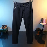 High-End Affordable Luxury Black Jeans Men's Casual All-Matching Simple Stretch Fashion Street Slim Fit Tapered Pants 2