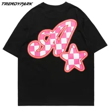 

T-shirt Men Creative Letters Print O-neck Cotton Tops Tee Harajuku Streetwear Casual 2022 Short Sleeve Japanese T Shirt for Men