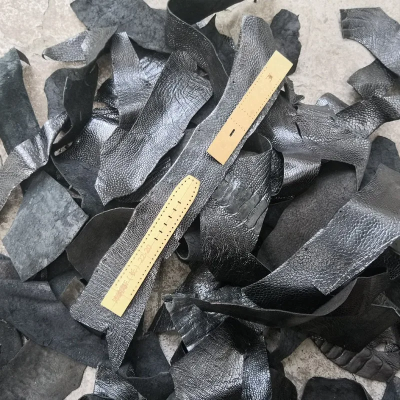 A급 타조 발가락 가죽, 발가락 가죽 조각 DIY 수제 타조 가죽 스트랩 키체인 코너 가죽