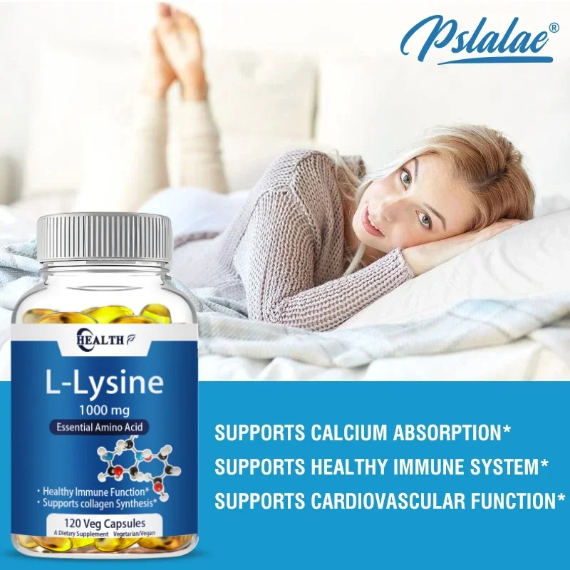 L-lysine 1000mg, 120 Tablets-Enhances Absorption And Assimilation-Promotes Skin And Lip Integrity Collagen Support