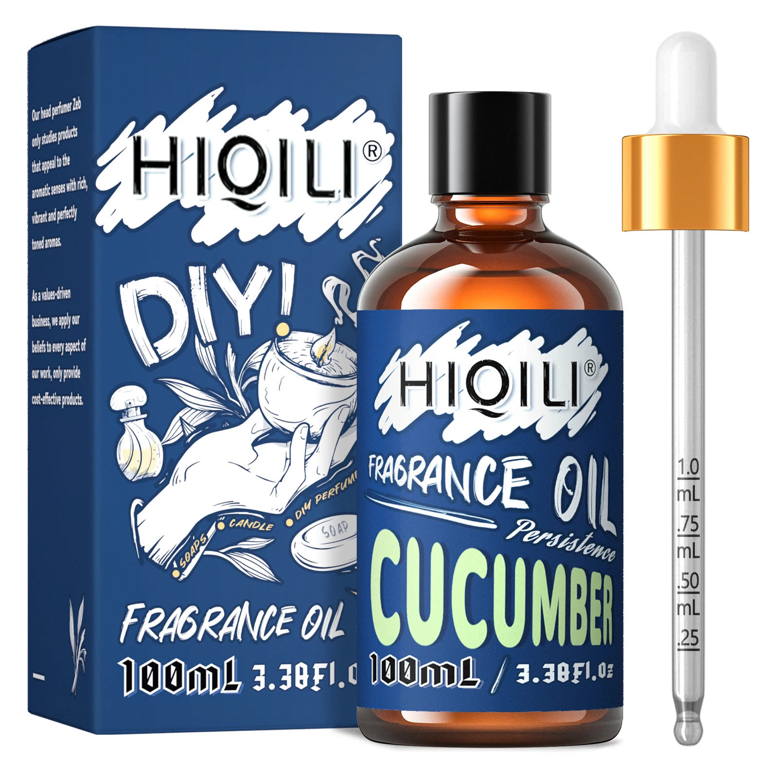HIQILI 100ML Cucumber Oil, 100% Pure Oil for Aromatherapy,Car Diffuser, Humidifier,Candle Making, Soap Making, Massage and Gift