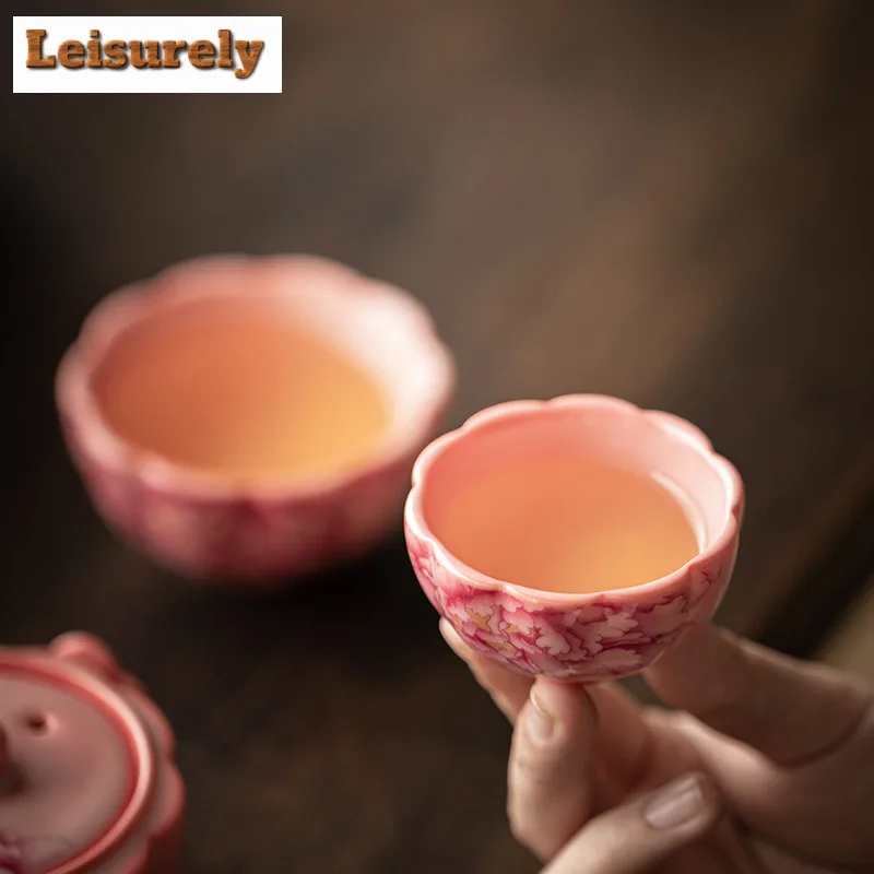 Red Powder Ard Jelly Porcelain Travel Tea Set Kit Luxury 1 Pot 2 Cups Tea Maker Organizer Portable Outdoor Handbag Supplies Gift