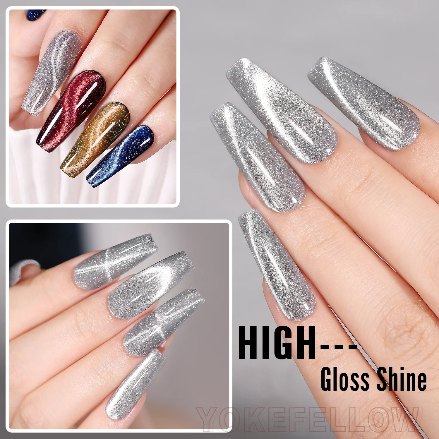YOKEFELLOW Cat Eye Gel Nail Polish 10Ml Silver Magnetic Nail Polish Gel Varnish Professional for Manicure DIY gel nail polish