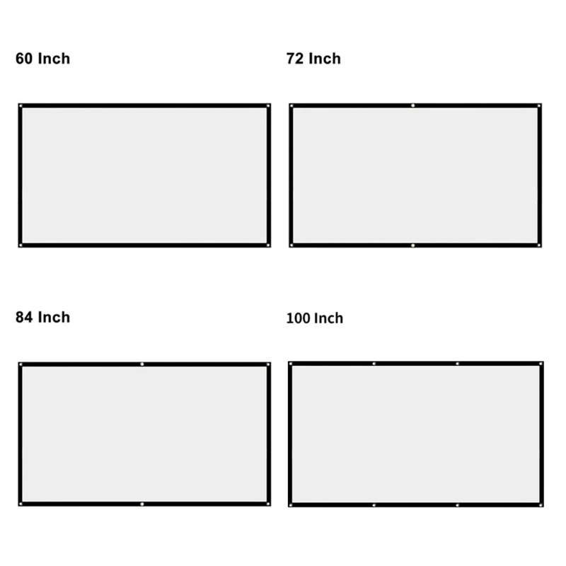 

16:9 Portable White Projector Curtain 60/72/84/100 Inch for Home Theater Dropship