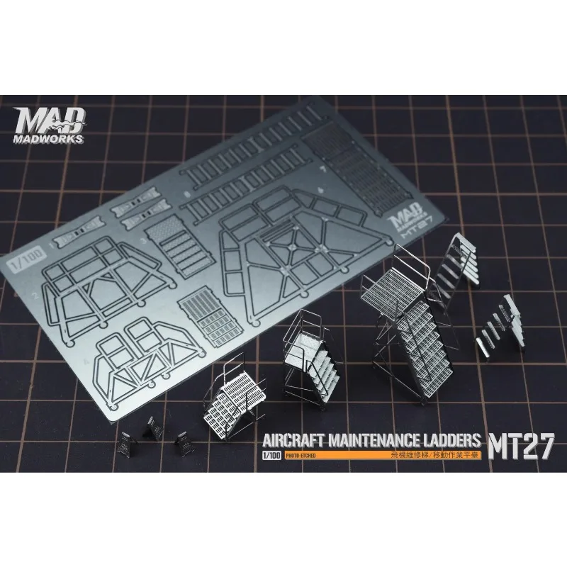 MADWORKS MT27 1/100 항공기 유지 보수 사다리 모델러 취미 DIY 부품 용 금속 포토 에칭 모바일 등산 플랫폼