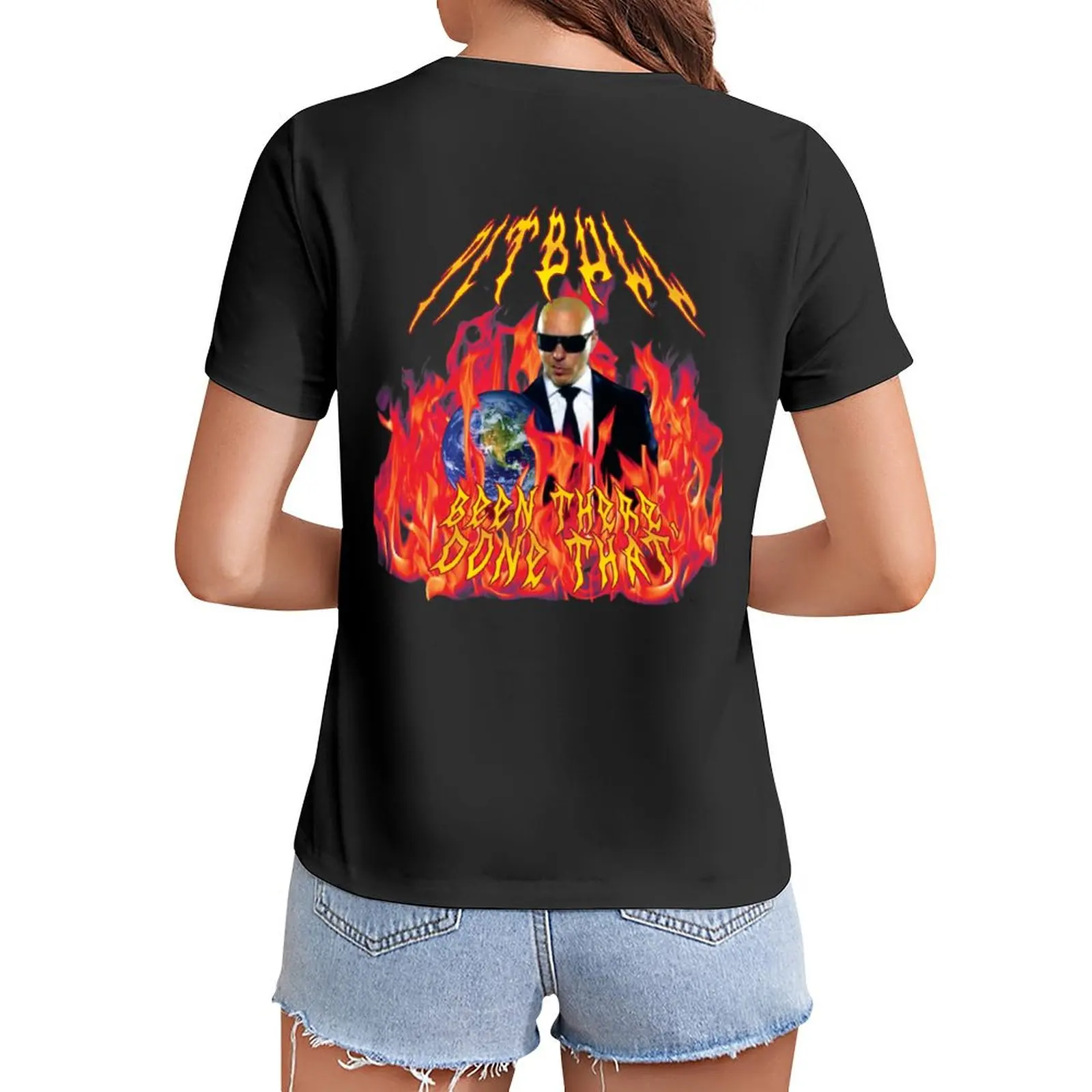 

heavy metal pitbull with flames T-Shirt female summer clothes korean fashion t-shirts for Women pack
