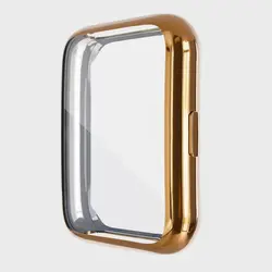 Full Cover Protective Bumper Case with Tempered Glass Screen Protector - Soft TPU - Samsung Galaxy Fit 3 (Rose gold)