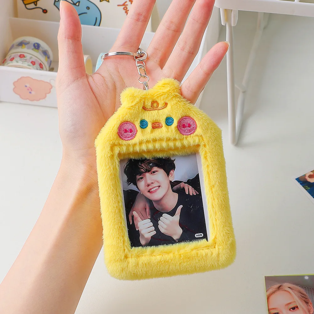 SKYSONIC 3 Inch Plush Kpop Holder Cute Bear Idol Postcards Storage Card Bag Collect Organizer Schoolbag Pendant 6