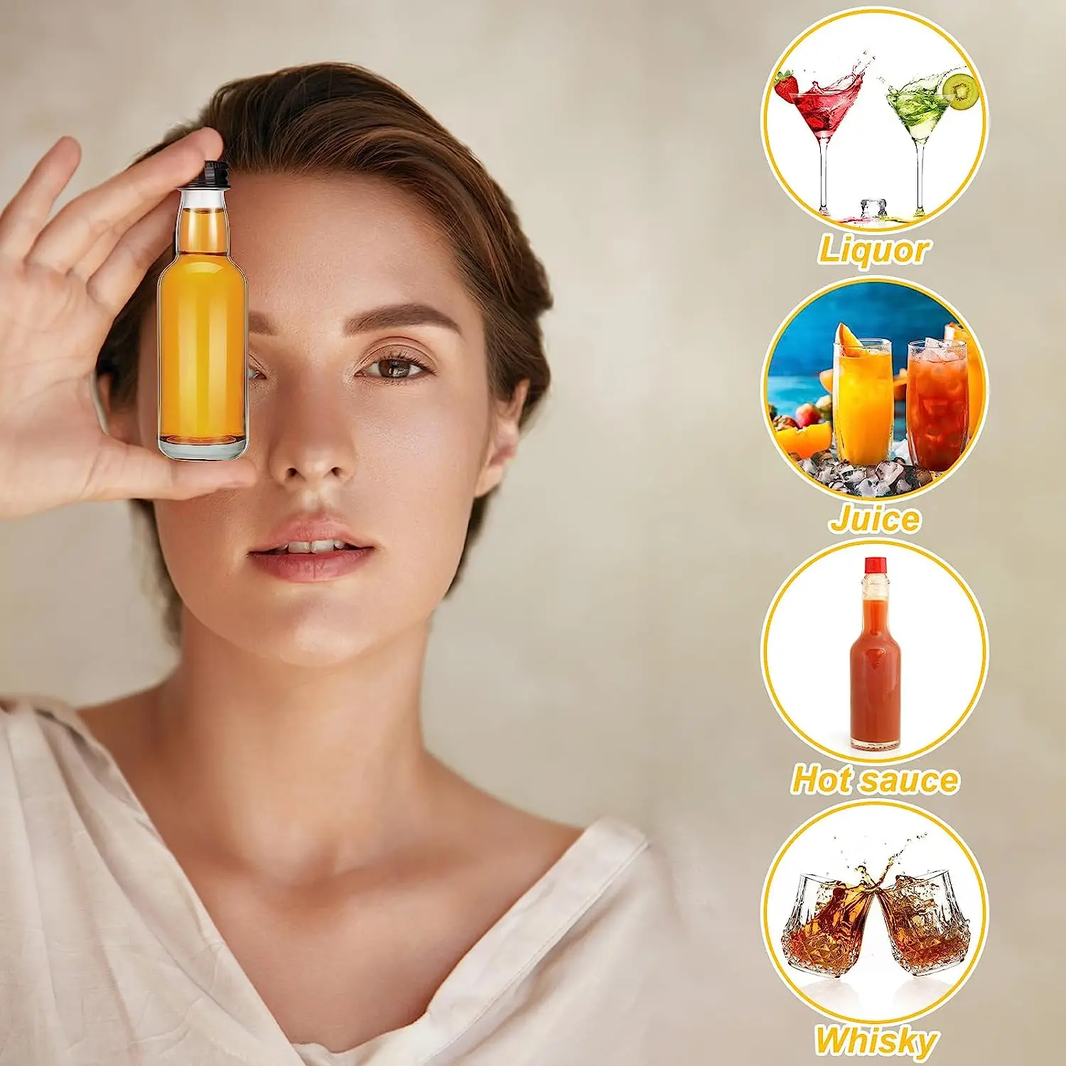 50 ml Glass Mini Liquor Bottles with Caps Mini Wine Bottles Reusable Empty Spirit Bottle for Wedding Party 5