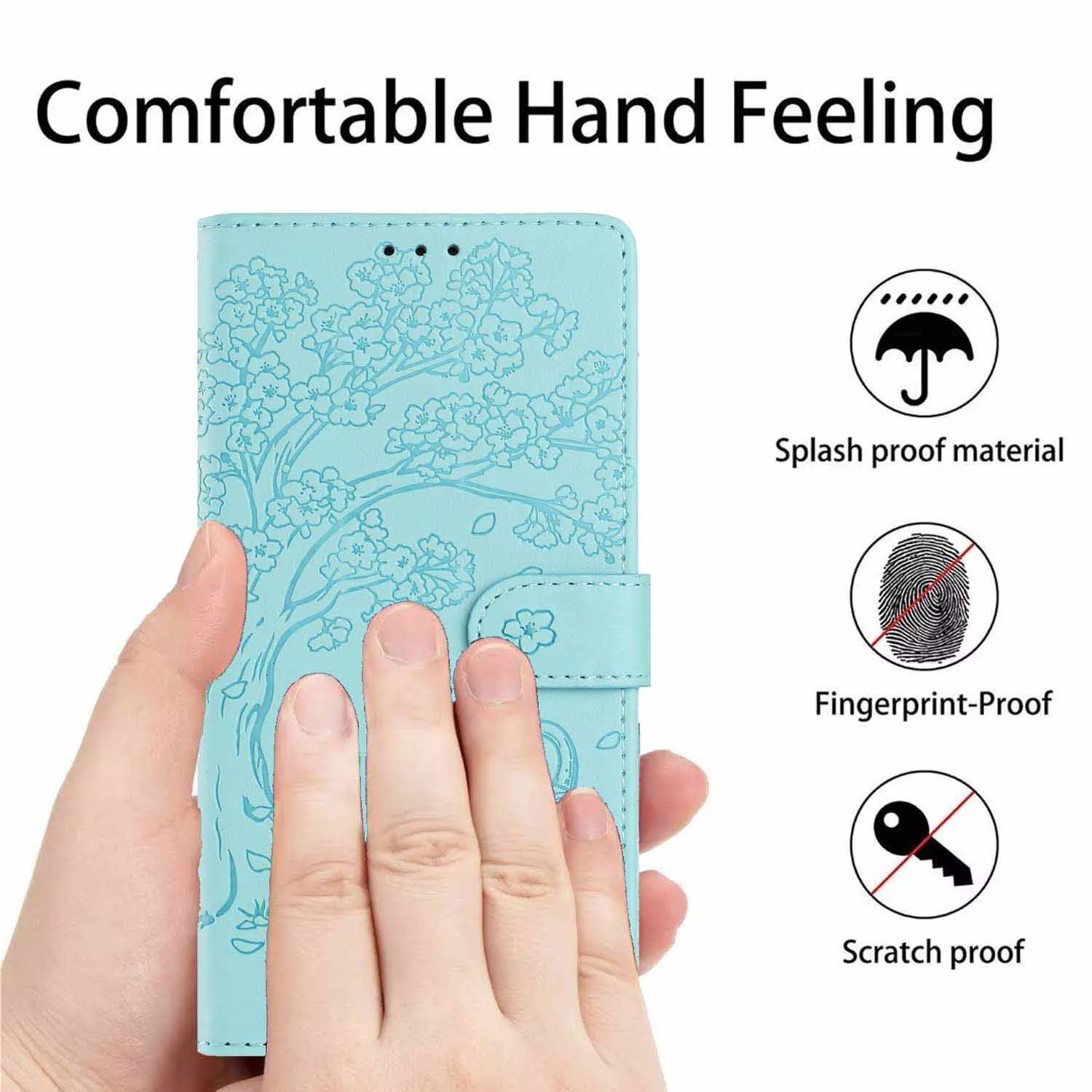Cute Cat Tree Leather Flip Phone Case – Enhanced Protection and Stylish Design