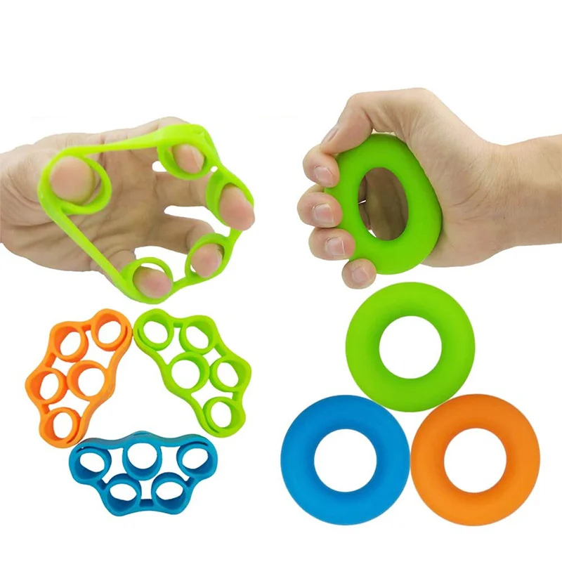 Fidget toy sensory fidget toy anti stress toy finger sensory toy Finger Grip Silicone Ring Exerciser Antistress Resistance Band Fitness Stretcher 3 Levels Finger Sensory Toy for Autism ADHD