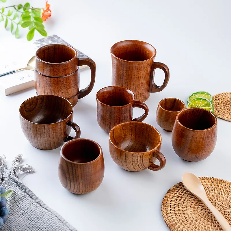 Wooden Cups Handmade Natural Spruce Drinking Wood Cups Beer Coffee Mugs  Milk Water Teacup Kitchen Bar