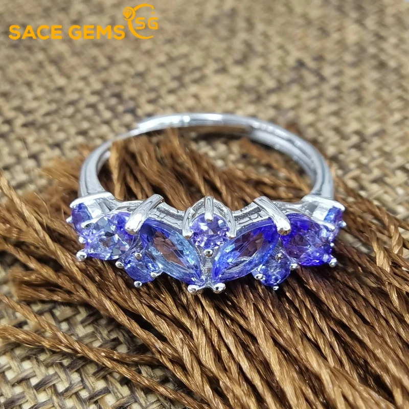 Sace Gems Anello Di Gioielli Da Donna Ridimensionabile In Argento Sterling 925 Tanzanite Luxury Women Creato Fascia Di Fidanzamento Gioielleria Raffin