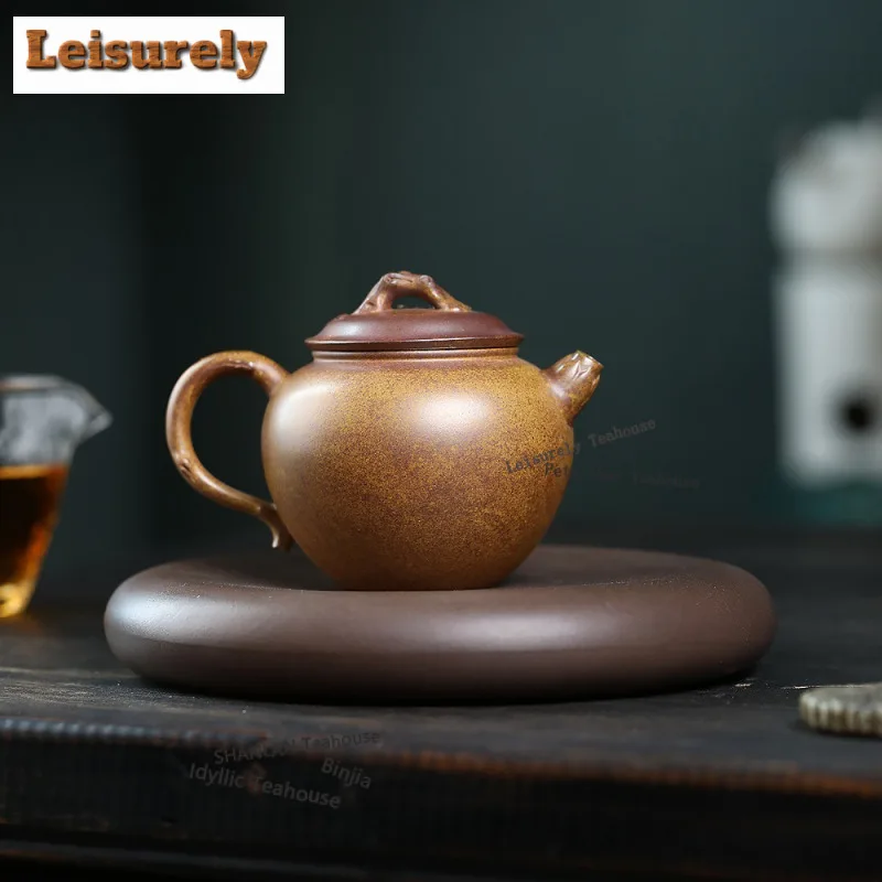 250ml Yixing Purple Clay Teapots Handmade Gourd Pot Raw Ore Wood-fired Porcelain Mud Kettle Zisha Tea Set For Tea Gift Supplies