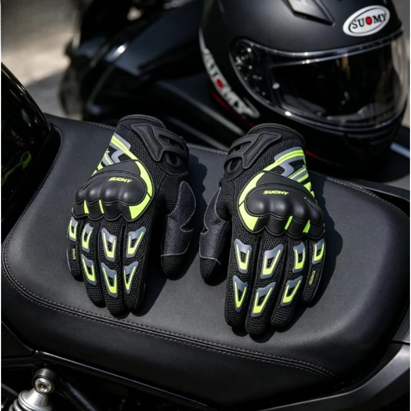 수오미 여름 통기성 오토바이 장갑 터치스크린 오토바이 라이더 라이딩 장비 남녀공용 핑크