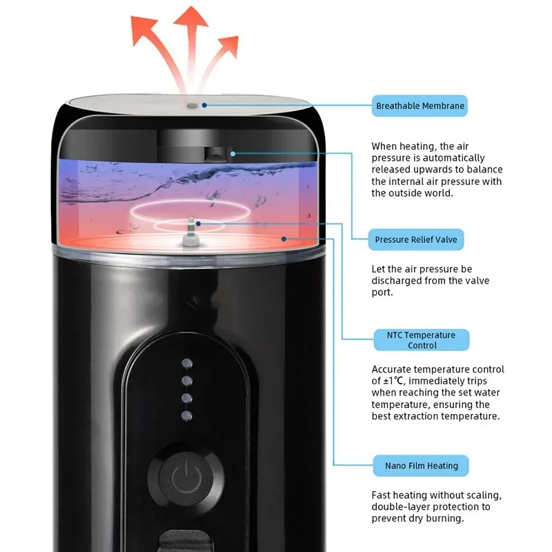 Portable Capsule Coffee Maker Heating Semi-automatic Travel Car Home Small Coffee Pot Battery Heating Outdoor Machine