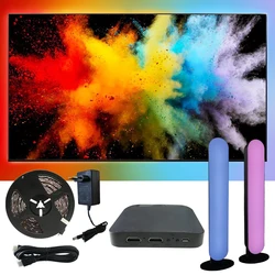 Ambient TV Led Backlight 4K HDMI 2.0 Device Sync Box And Smart Light Bar Strip WS2812B 5050 RGBIC Kit Suit For 24-85Inch Screen