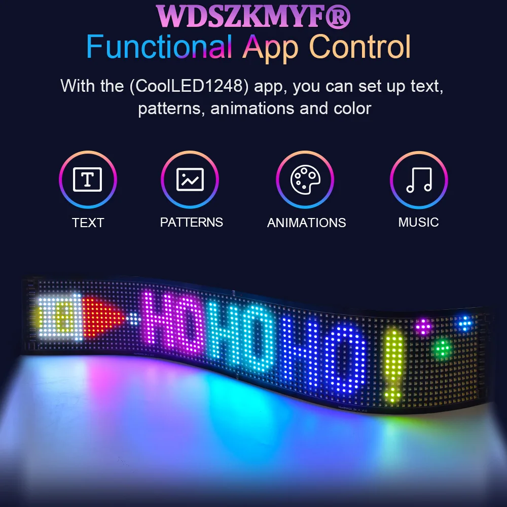Description Picture 3 of itemFlexible LED Car Sign Bluetooth App Control Led Panel LED Matrix Pixel Panel, USB 5V Scrolling Bright Advertising LED Signs