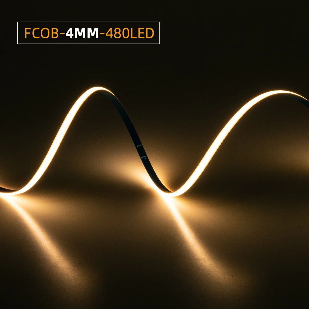 FCOB 4mm 480 LED Flexible COB LED Strip Light High Density FOB Light Linear  Ribbon 3000K 4000K 6000K RA90 Dimmable 12V 24V UL CE