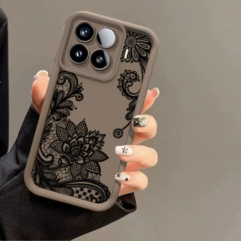 Flexible Silicone Shockproof Case with Lace Cat Print Pattern – Protective Cover